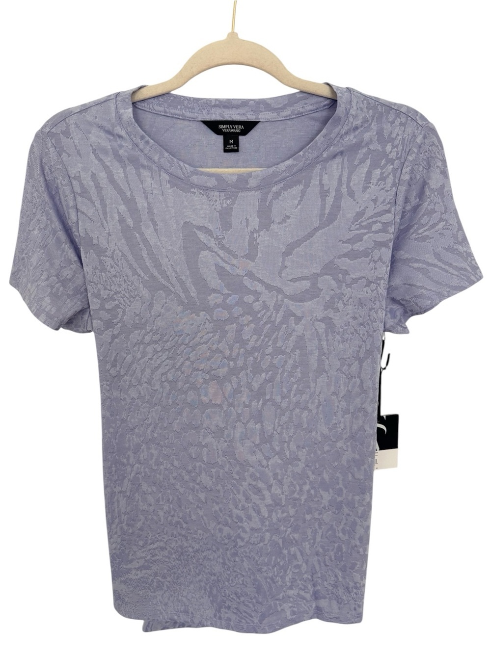 Simply Vera Vera Wang Lavender Patterned Wrap Tie Top – Size Medium – NWT